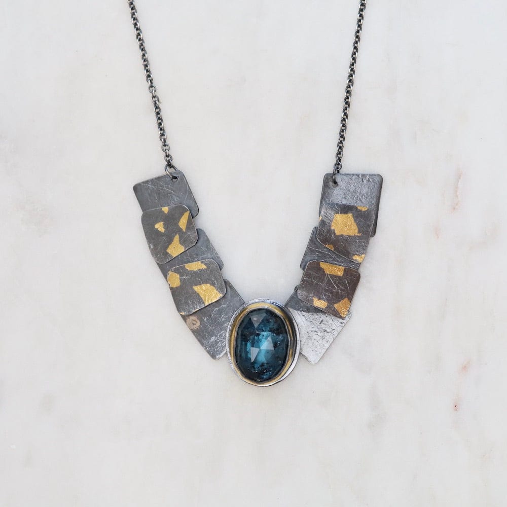 NKL Speckled Pivot Drop Necklace with Teal Kyanite