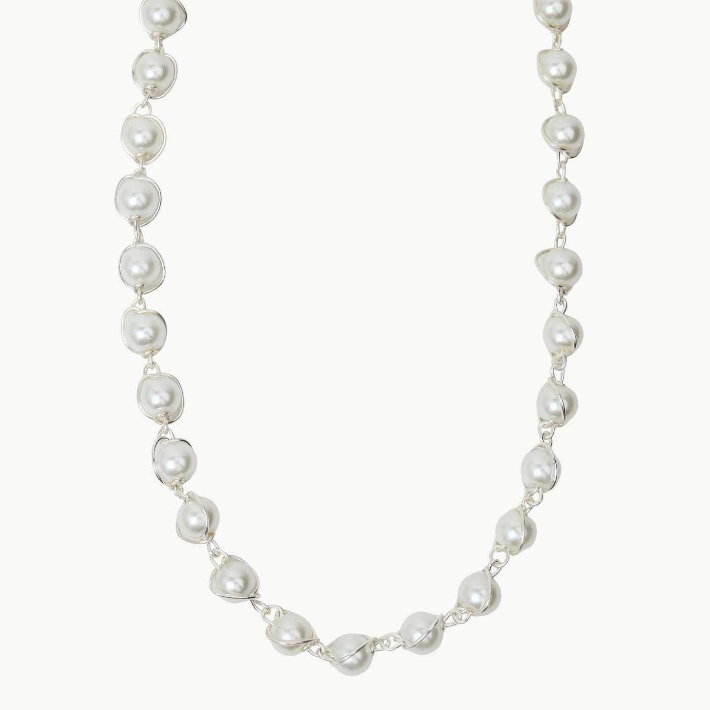 NKL-SPL 8mm Glass Pearl Necklace - Adjustable 16"-18" - Si