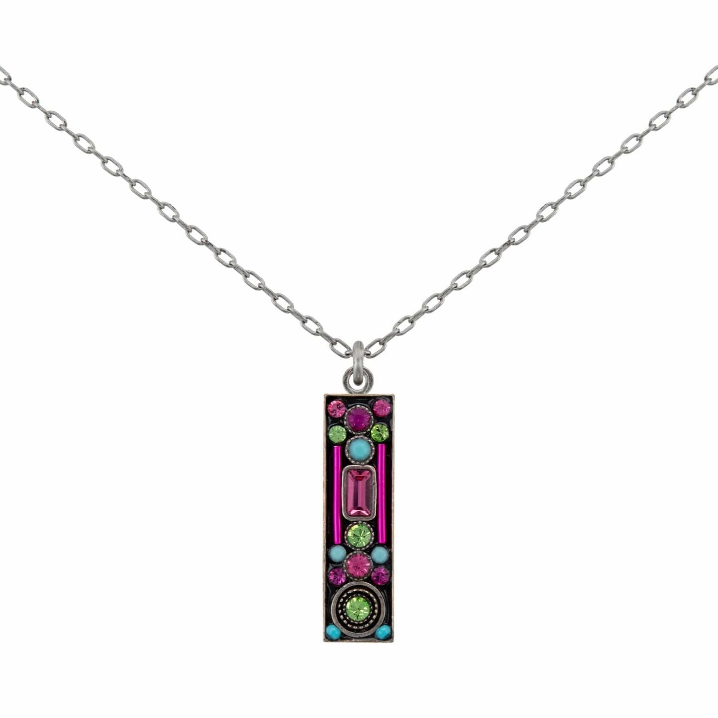 NKL-SPL Architectural Long Rectangle Pendant Necklace - Ro