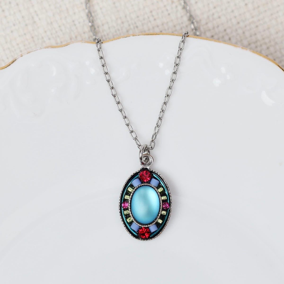 NKL-SPL Bermuda Blue Moonlight Single Oval Necklace
