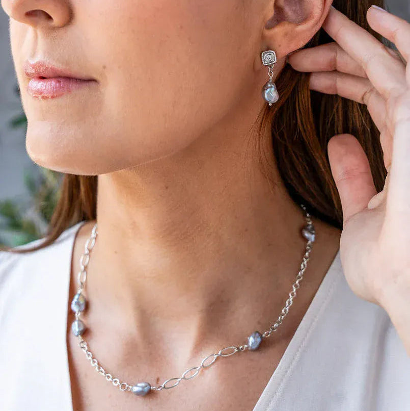 NKL-SPL Gray Keshi Pearl Necklace