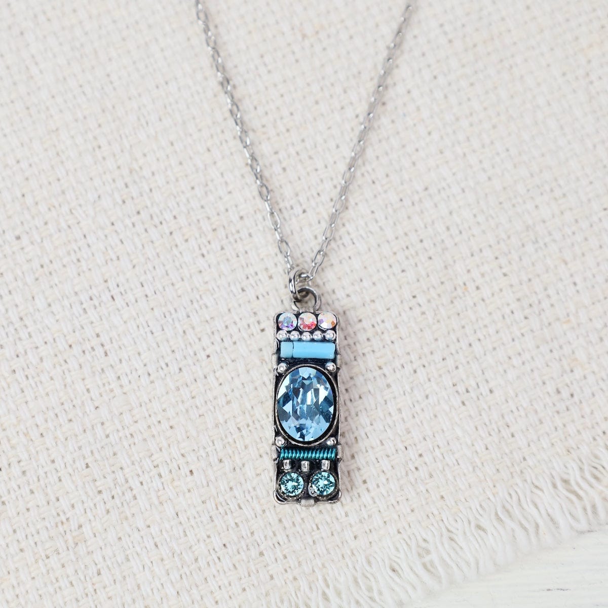 NKL-SPL Light Blue Architectural Pendant Necklace