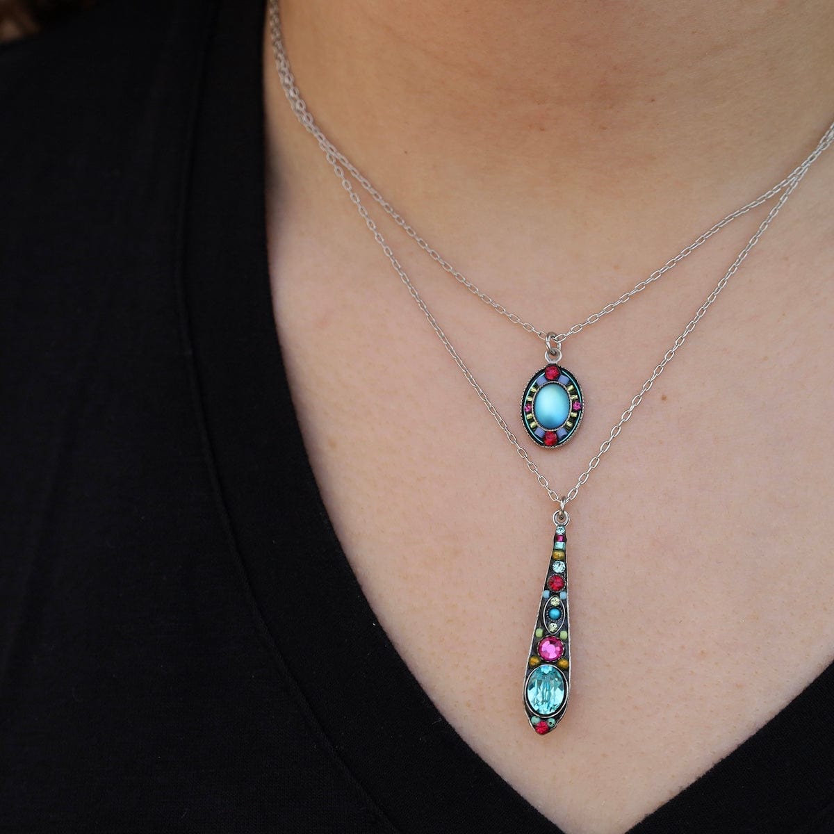 NKL-SPL Light Turquoise Stiletto Pendant Necklace