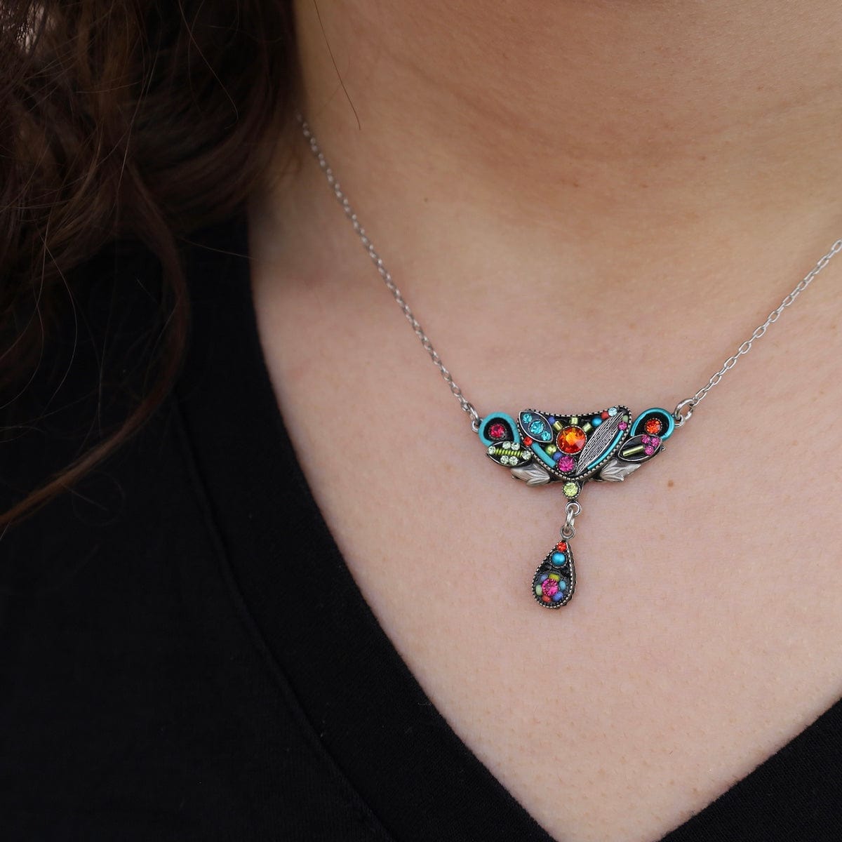 NKL-SPL Multicolor Botanical Necklace with Drop
