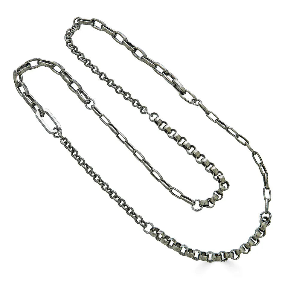 NKL-SPL Silver Mixed Chain Necklace
