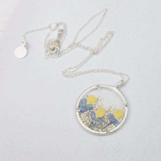 Load image into Gallery viewer, NKL Spring Blossoms Large Glass Botanical Necklace - Sterling Silver
