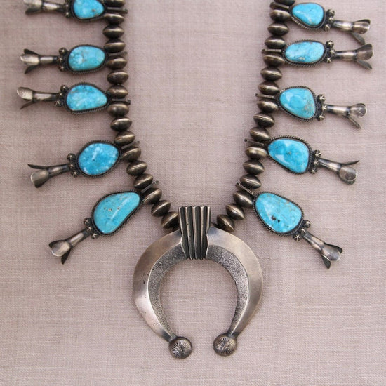 Load image into Gallery viewer, NKL Squash Blossom Necklace c.1970s
