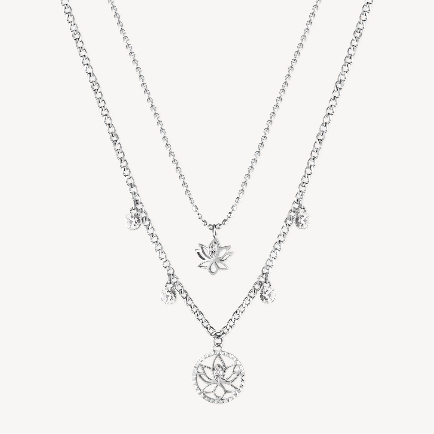 NKL-SS Stainless Steel Chakra Necklace - Lotus Flower