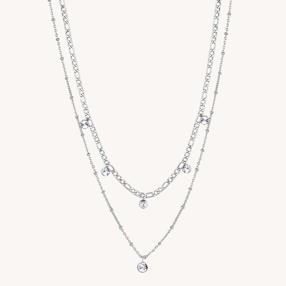 
                      
                        NKL-SS Stainless Steel Double Chain Necklace with Clear Crystals
                      
                    