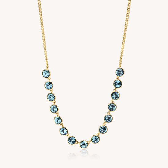 NKL-SS Stainless Steel Gold Tone Chain Necklace with Sapphire Crystals