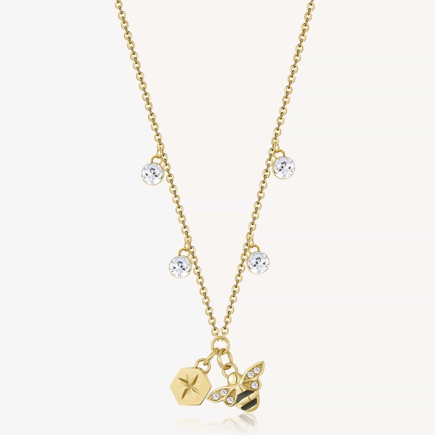 NKL-SS Stainless Steel Gold Tone Chakra Necklace - Bee