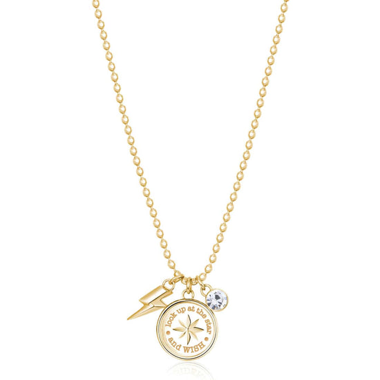 NKL-SS Stainless Steel Gold Tone Chakra Necklace - Compass