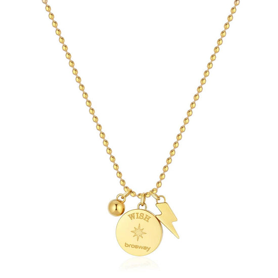 NKL-SS Stainless Steel Gold Tone Chakra Necklace - Compass