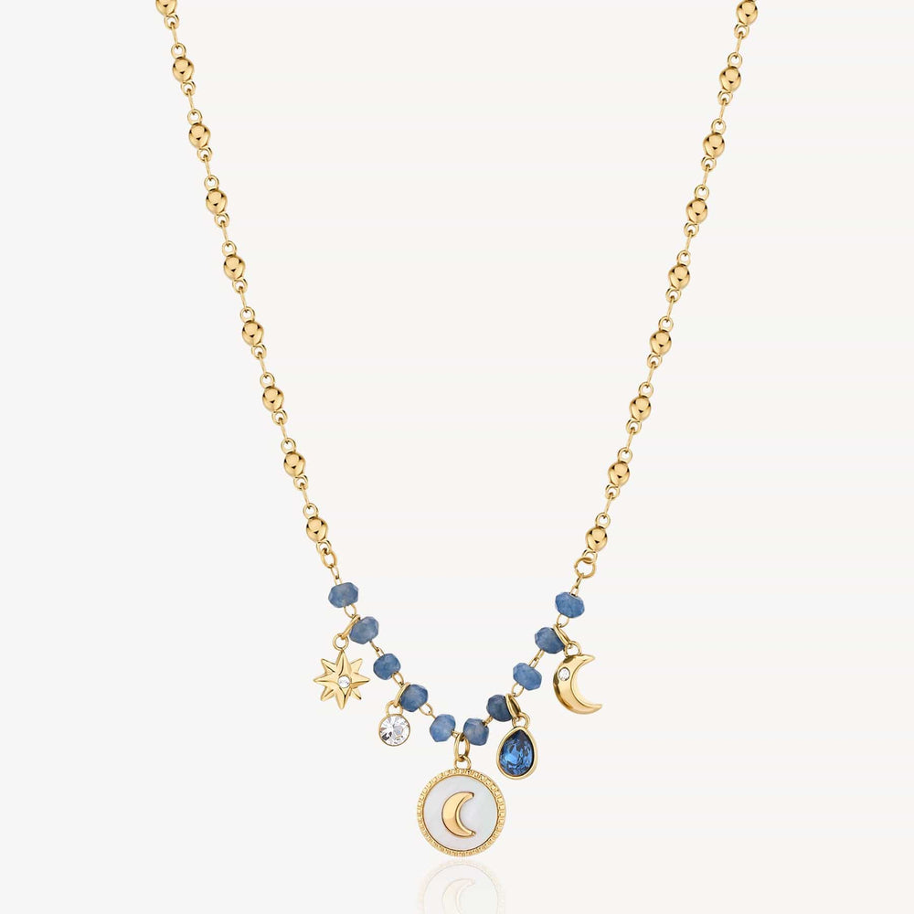 
                      
                        NKL-SS Stainless Steel Gold Tone Chakra Necklace - Moon
                      
                    