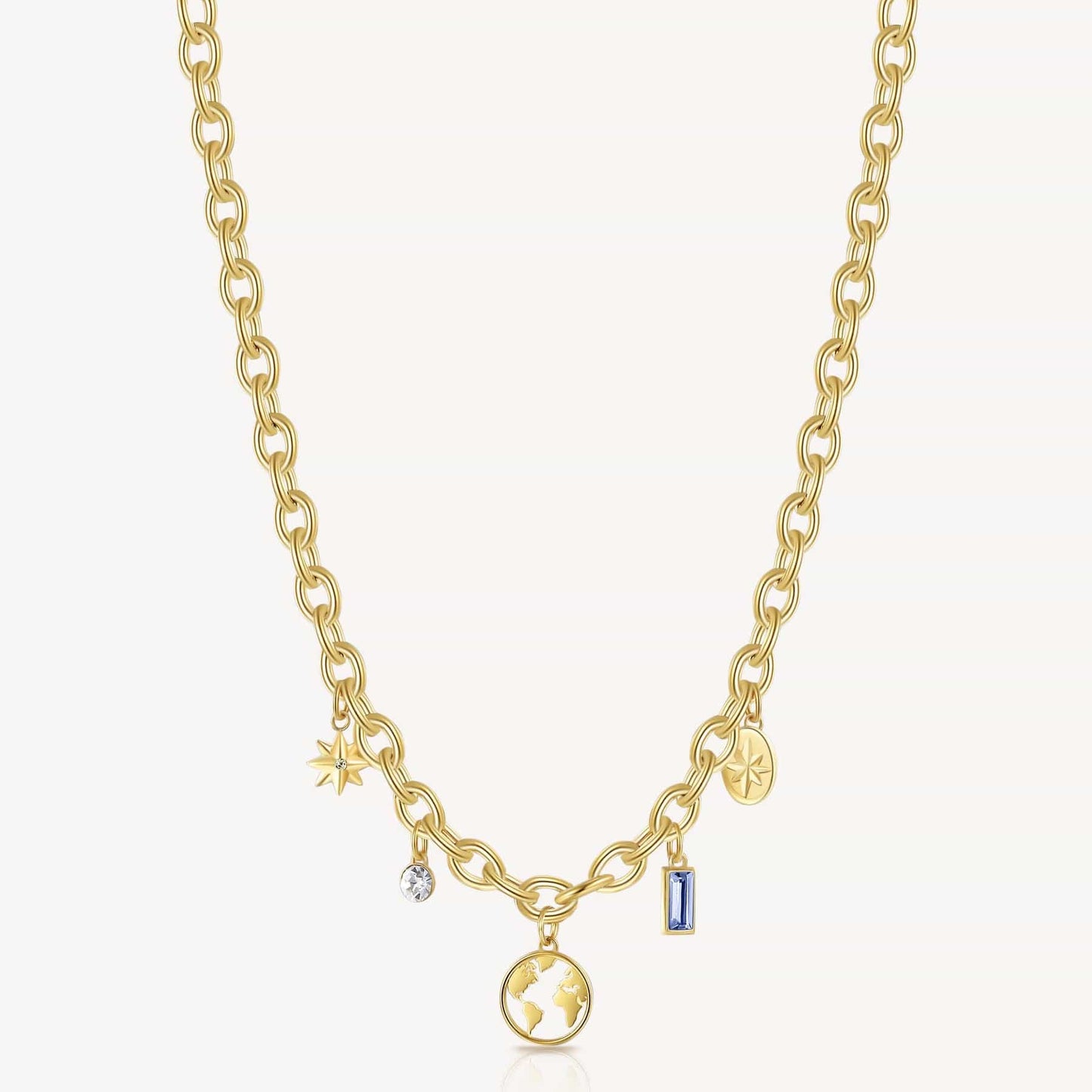 NKL-SS Stainless Steel Gold Tone Chakra Necklace - World Charms