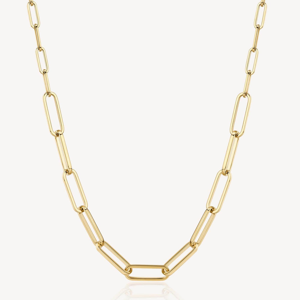 
                      
                        NKL-SS Stainless Steel Gold Tone Long Graduating Oval Link Chain Necklace
                      
                    