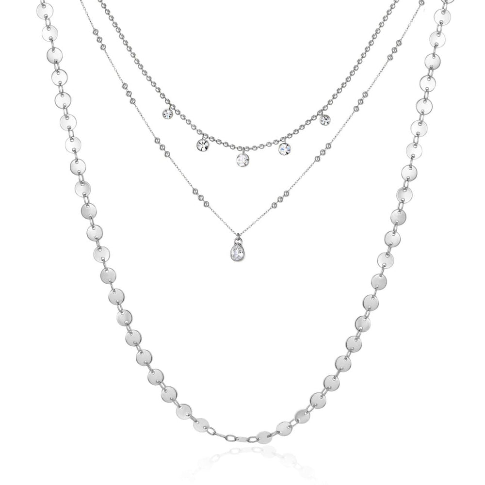 NKL-SS Stainless Steel Triple Strand Chain Necklace with