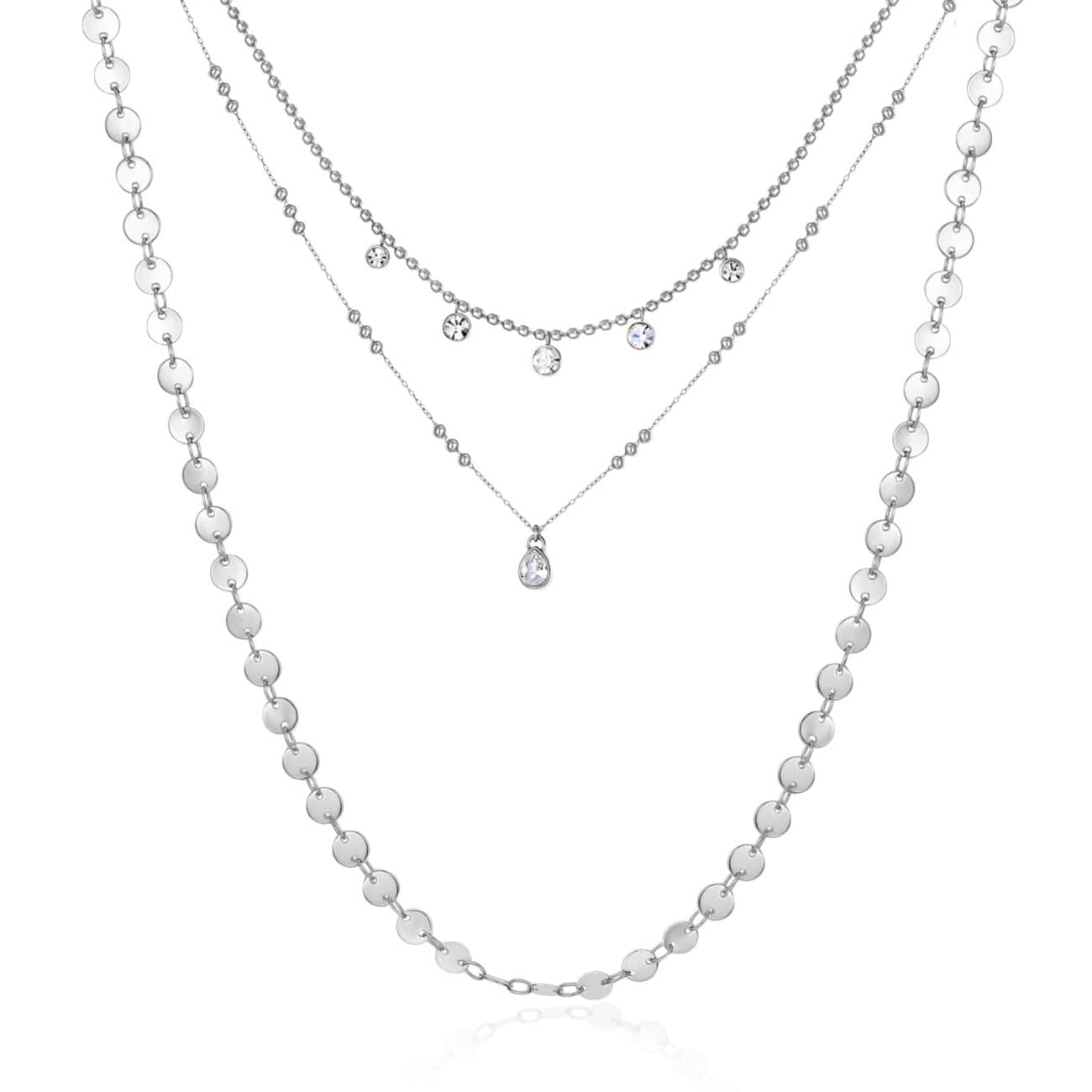 NKL-SS Stainless Steel Triple Strand Chain Necklace with