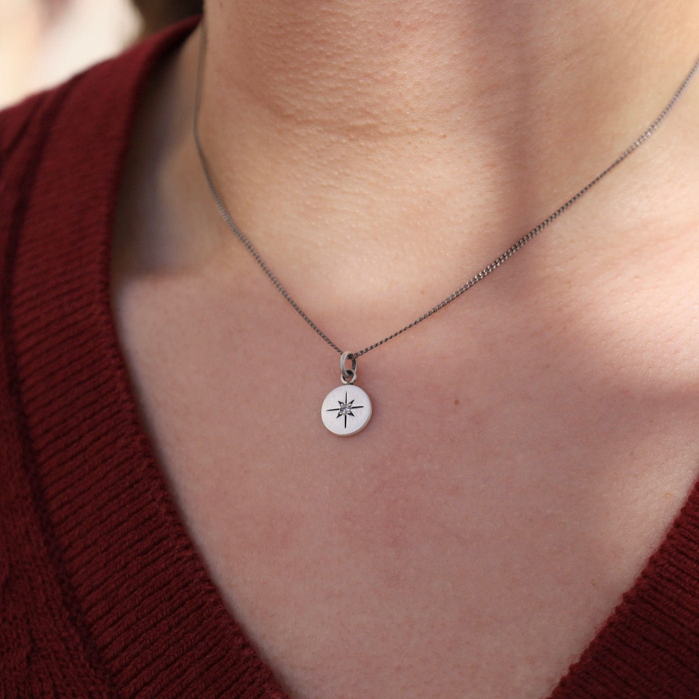 NKL Star Set Diamond Disc Necklace