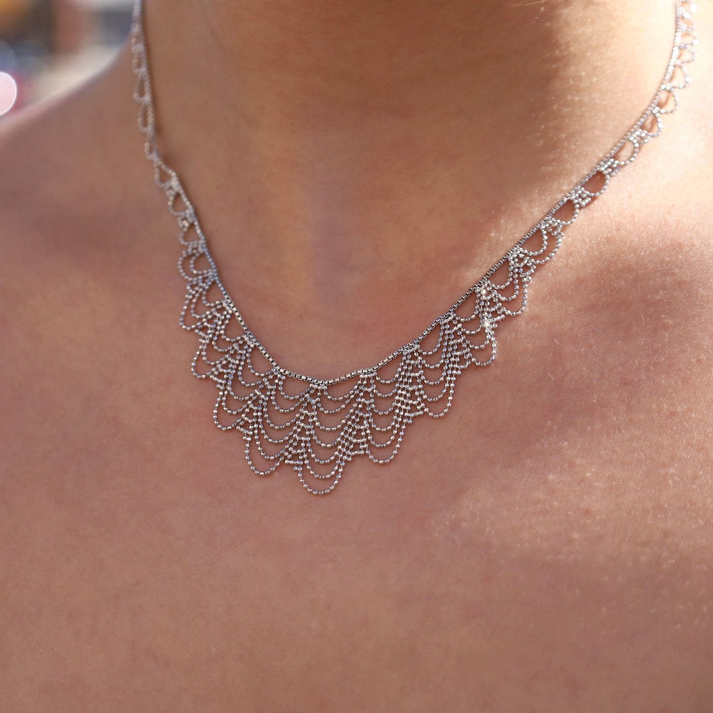 NKL Sterling Draped Lace Necklace