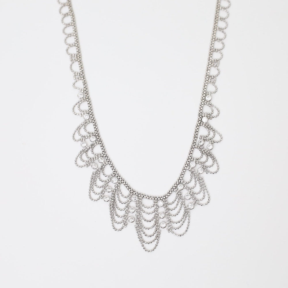 
                  
                    NKL Sterling Lace Drape with CZ Necklace
                  
                