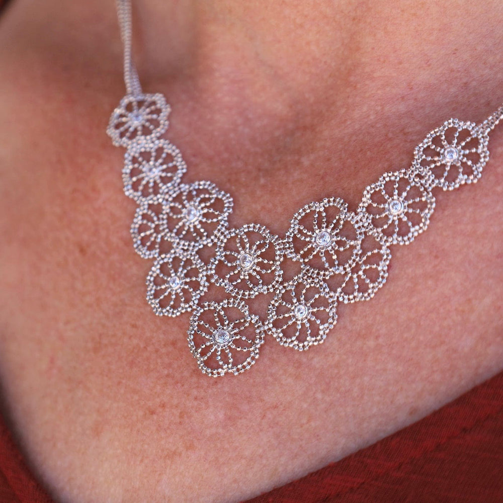 NKL Sterling Sand Dollar Lace & Cubic Zirconia Necklace