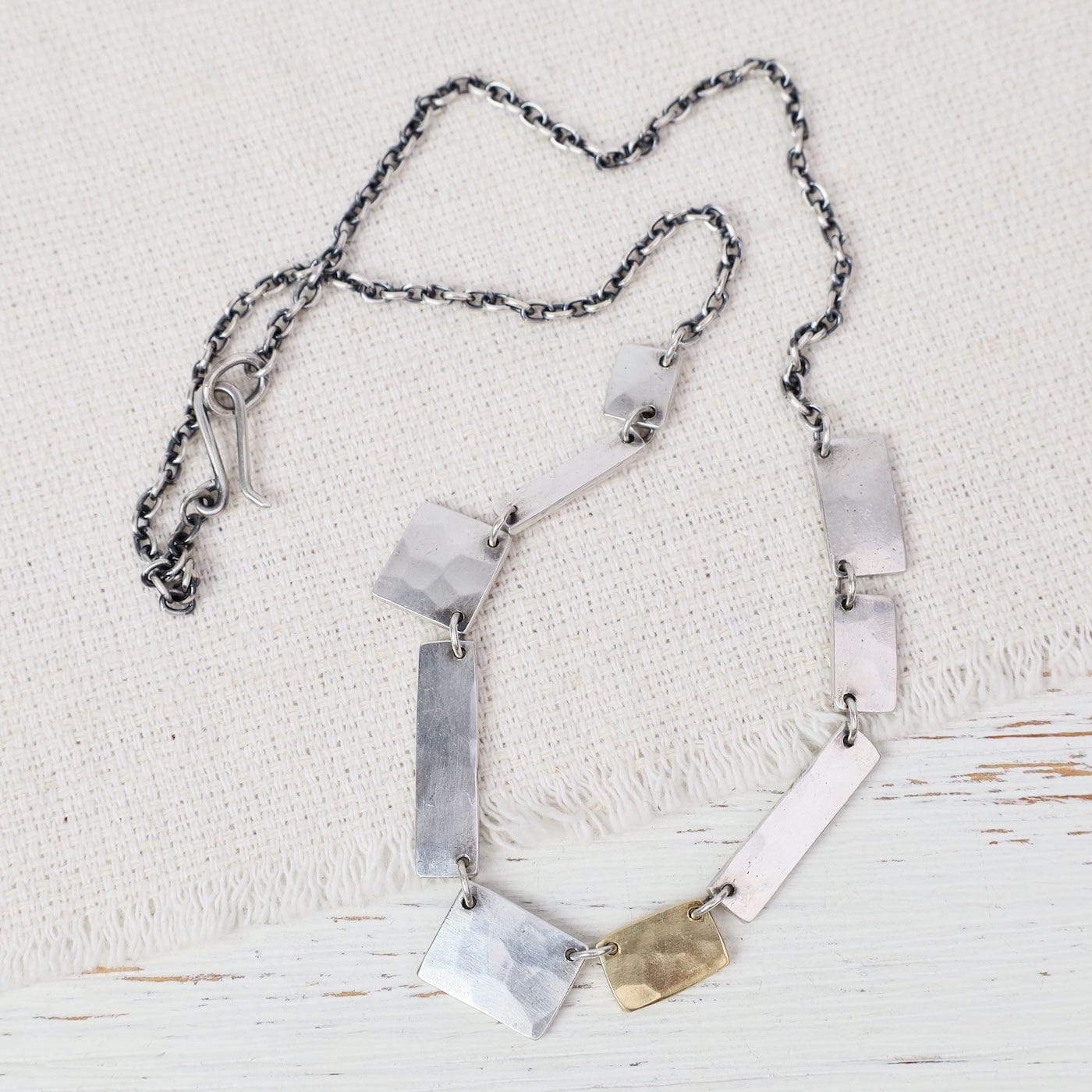 NKL Sterling Silver + 18k Gold Tablet Collar Necklace