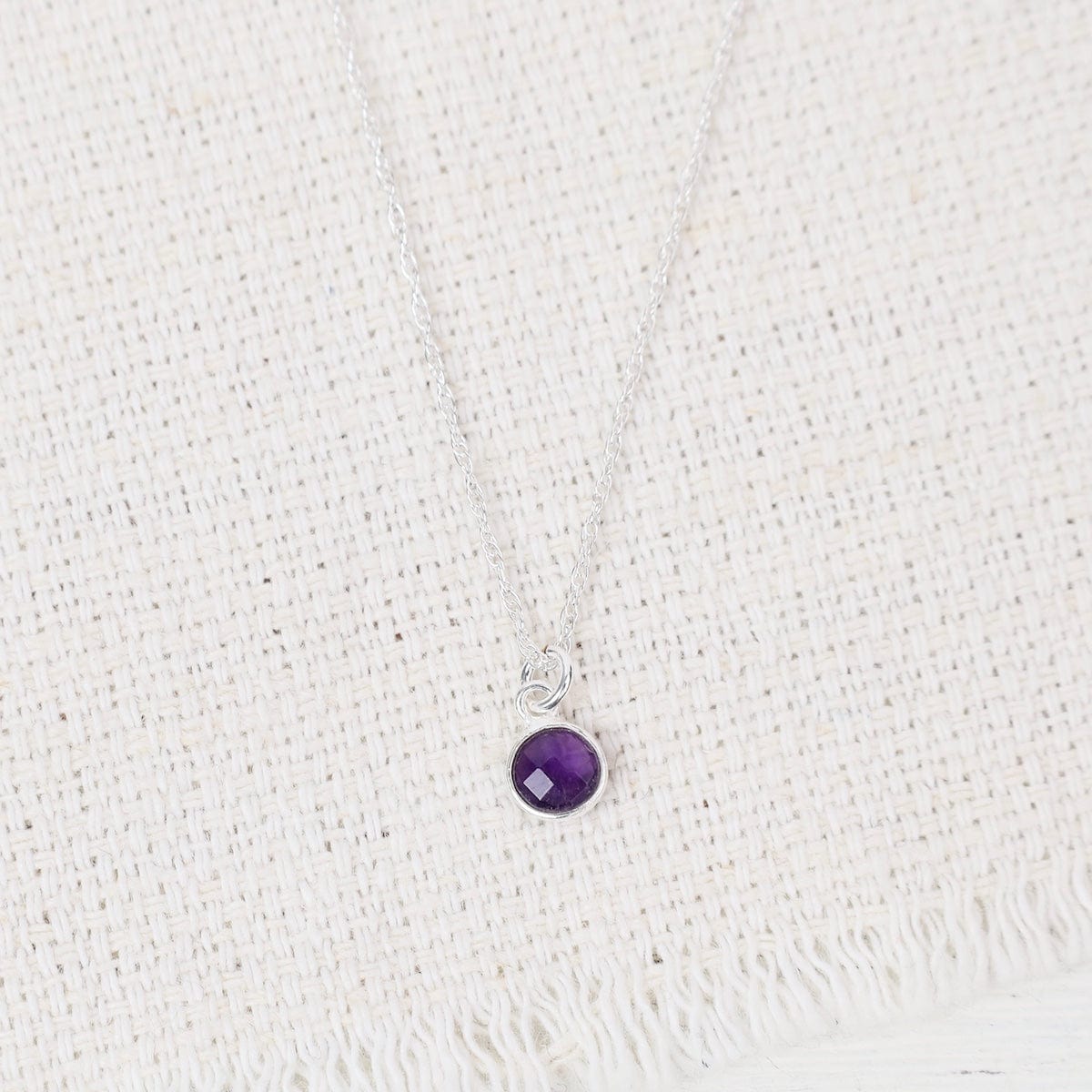 NKL Sterling Silver Bezel-Set Amethyst Pendant Necklace