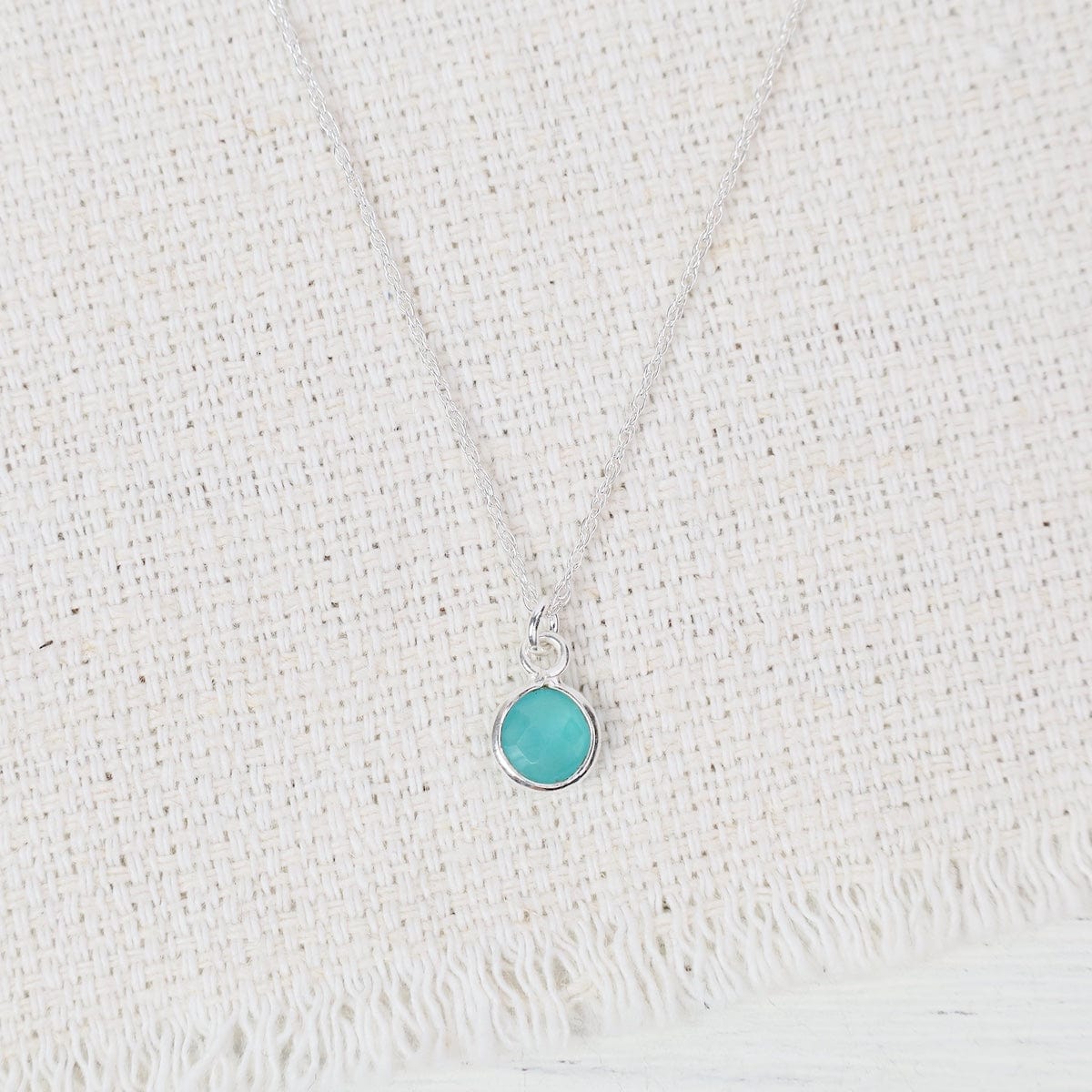 NKL Sterling Silver Bezel-Set Aqua Blue Chalcedony Pendant Necklace