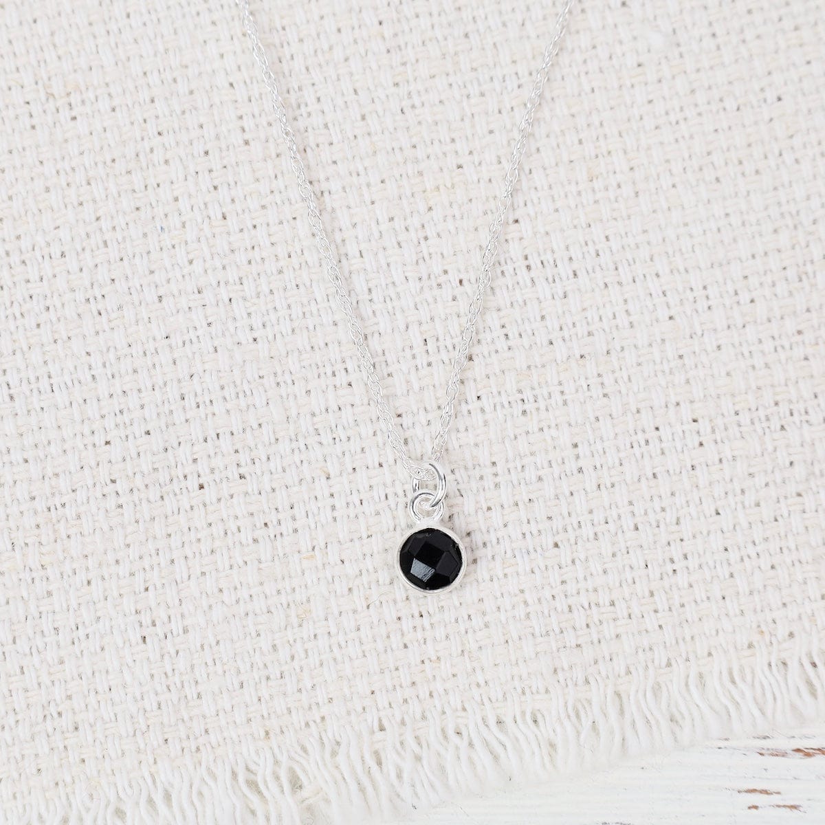 NKL Sterling Silver Bezel-Set Black Spinel Pendant Necklace