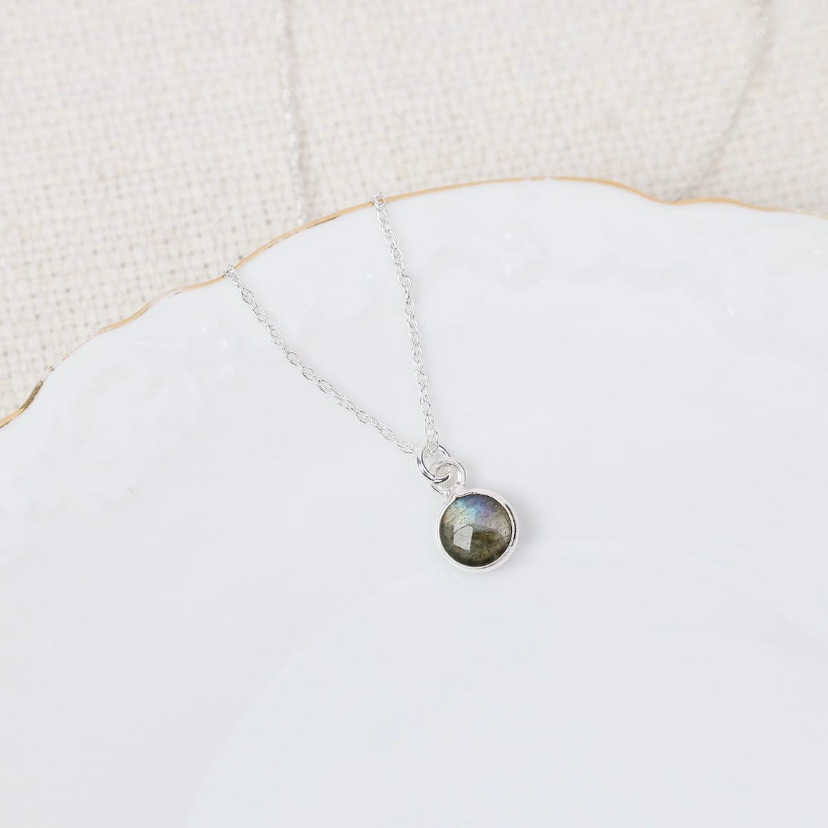 NKL Sterling Silver Bezel-Set Labradorite Pendant Necklace