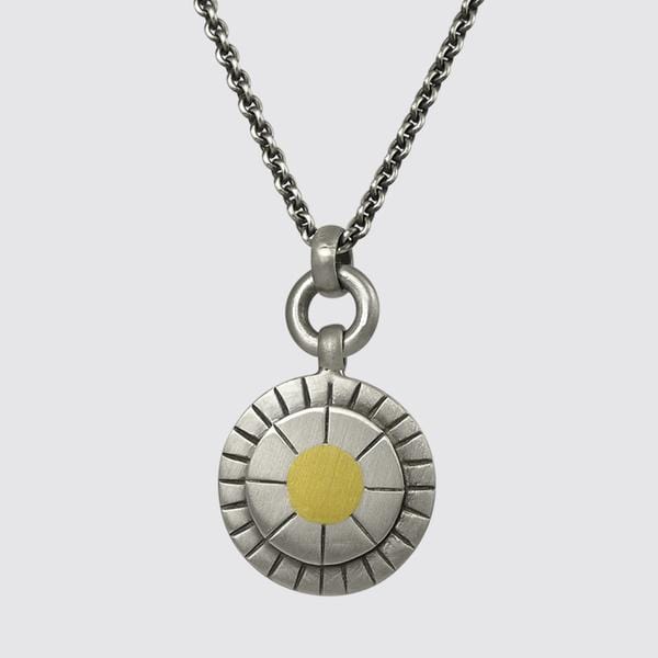 NKL Sterling Silver & Brass Sun Disc Necklace