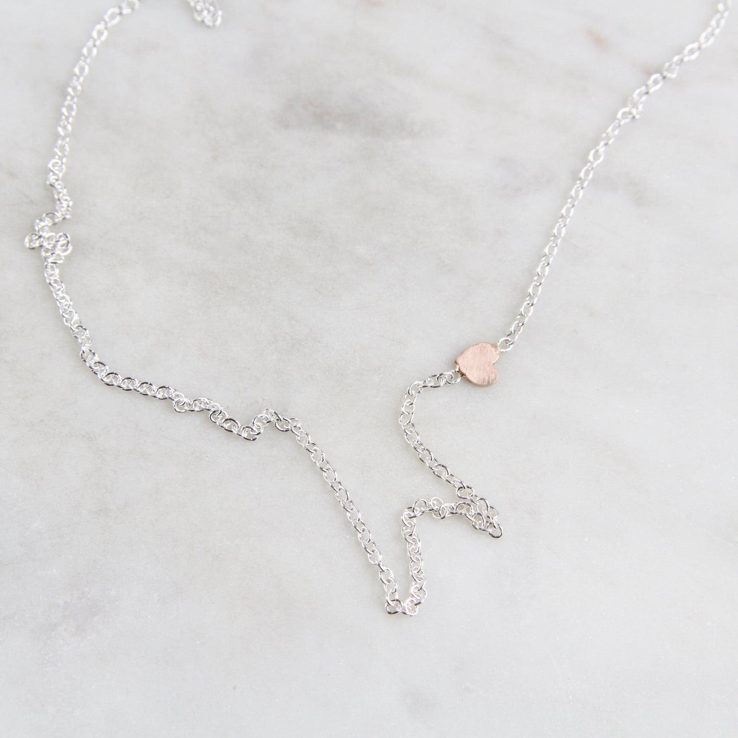 NKL Sterling Silver Chain with 14k Rose Gold Heart