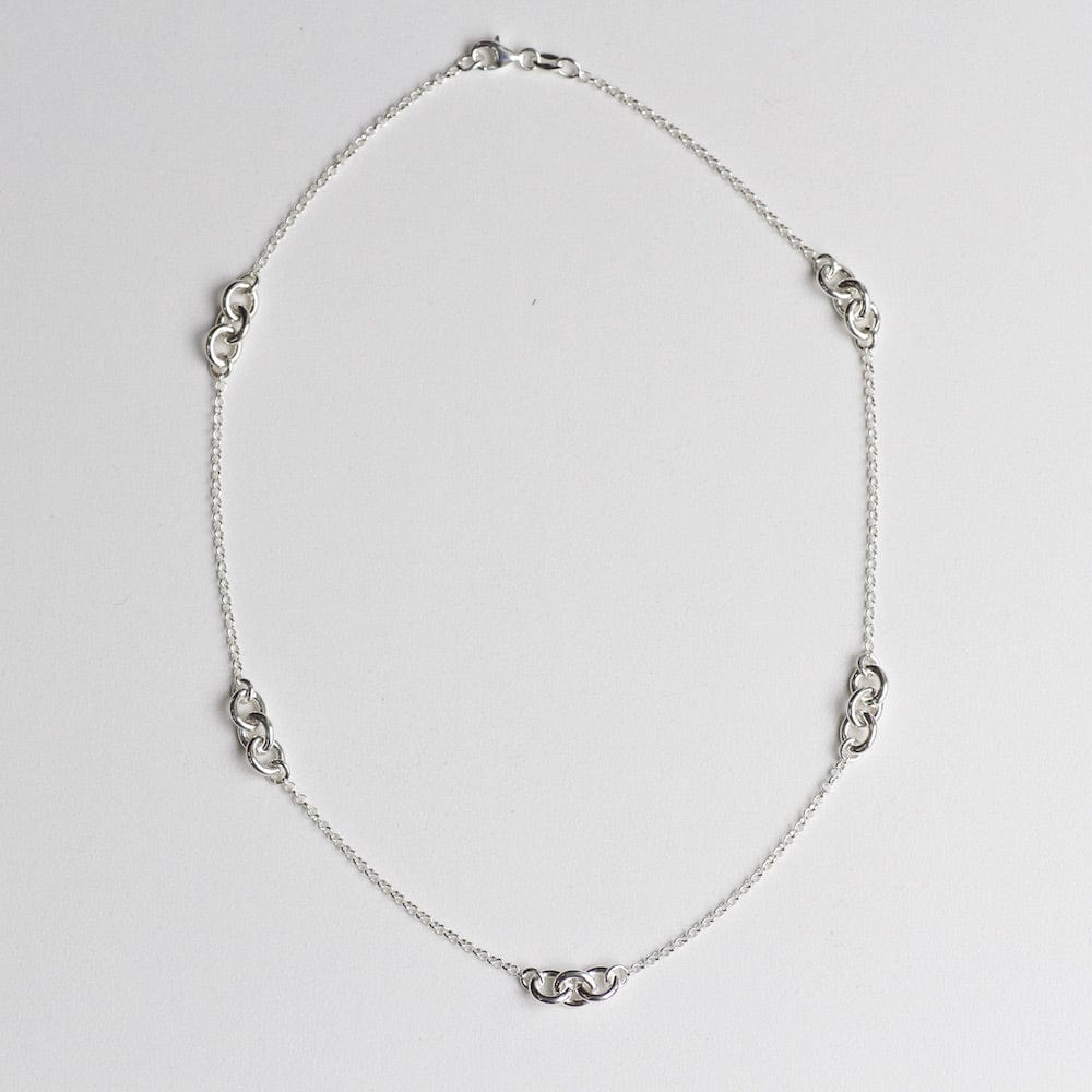 NKL Sterling Silver Chain with 3-Link Stations