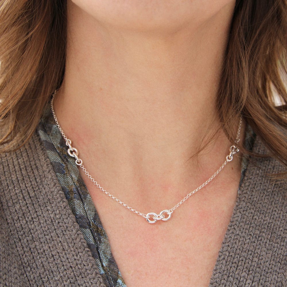 NKL Sterling Silver Chain with 3-Link Stations