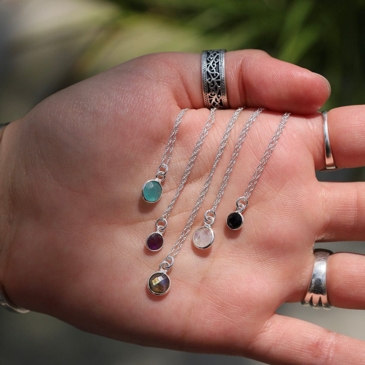 NKL Sterling Silver Chain With 6Mm Bezel-Set Rainbow M