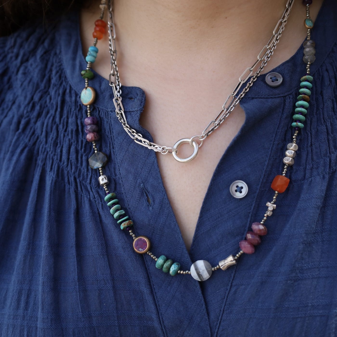 NKL Sterling Silver Charm Chain - Double