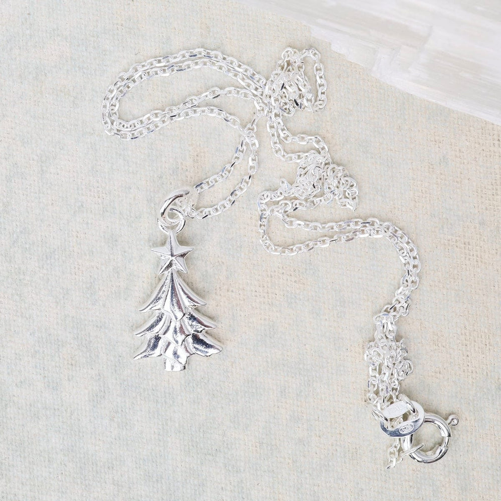 NKL Sterling Silver Christmas Tree Pendant Necklace