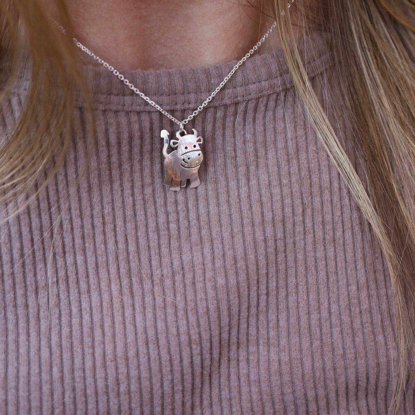 NKL Sterling Silver Cow Necklace