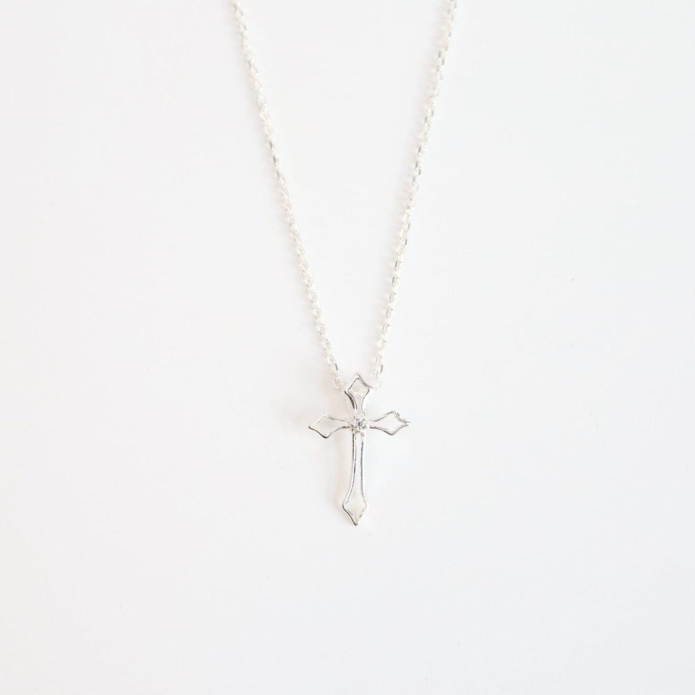 NKL Sterling Silver Cross with Crystal Necklace