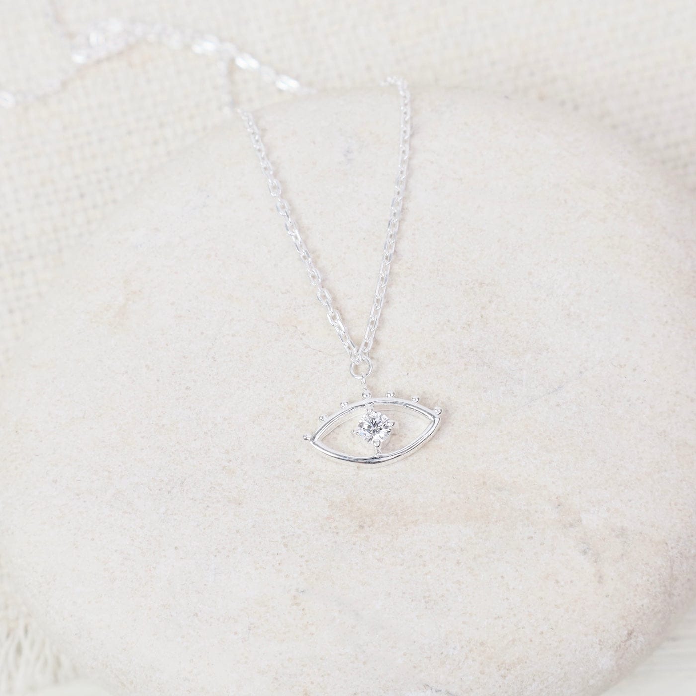 NKL Sterling Silver CZ Evil Eye With Lashes Necklace