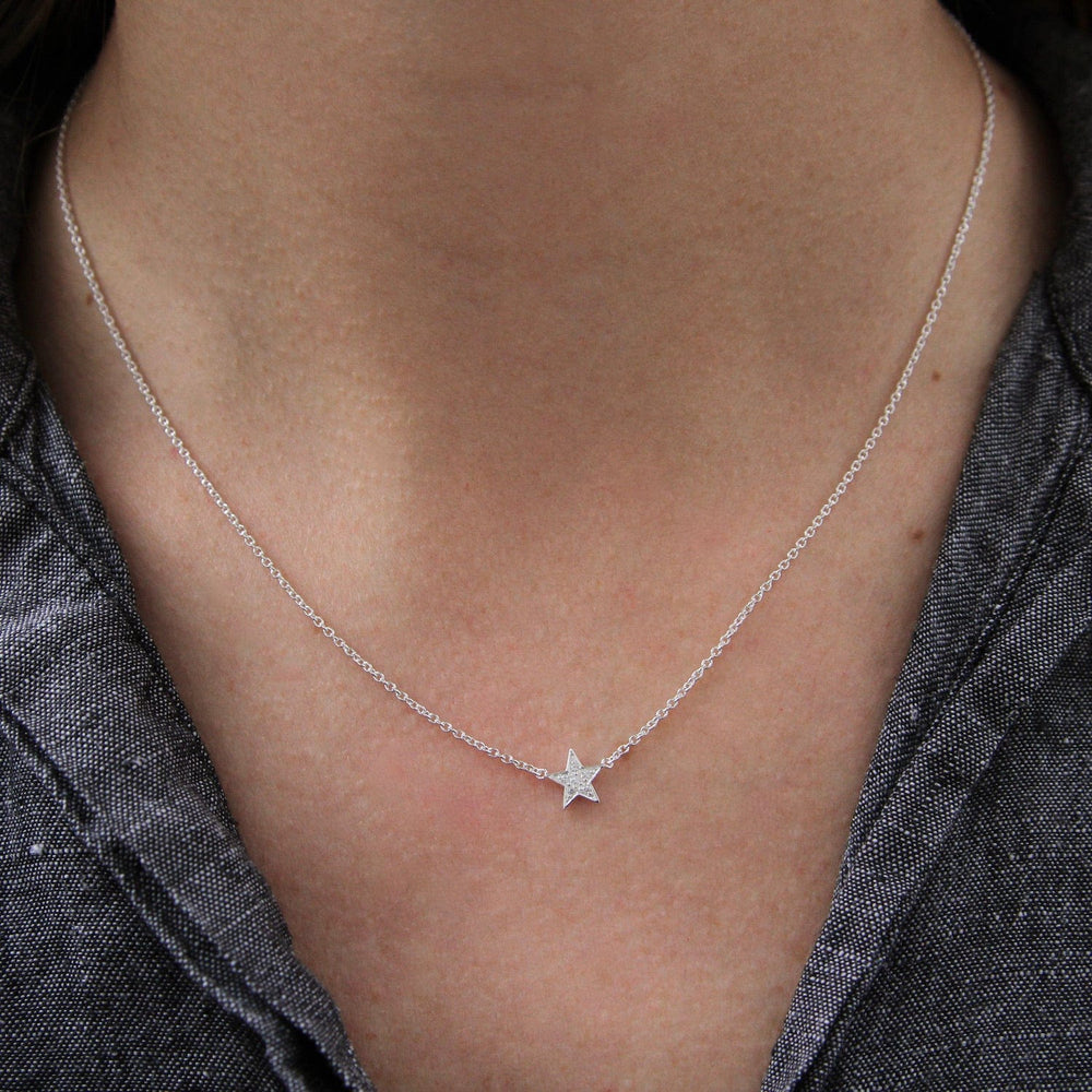 NKL Sterling Silver CZ Pavé Star Necklace