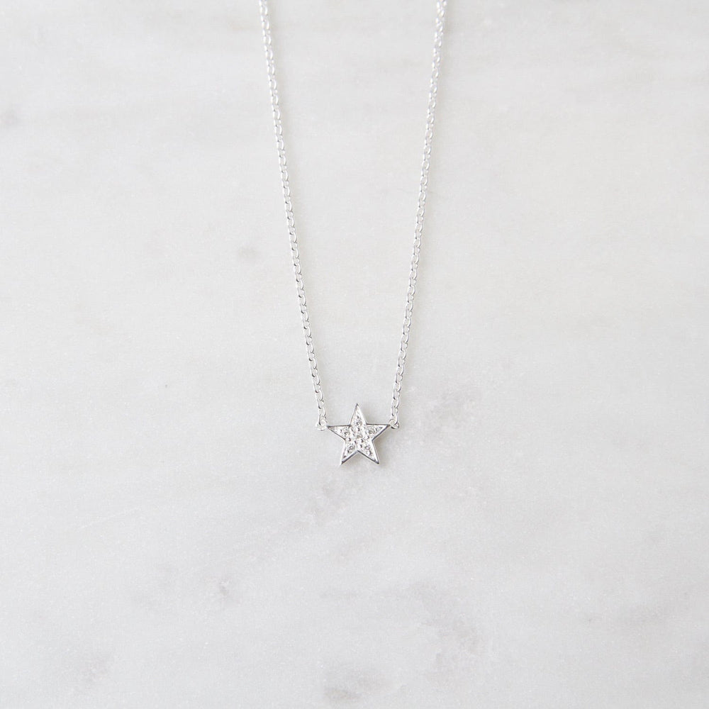 NKL Sterling Silver CZ Pavé Star Necklace