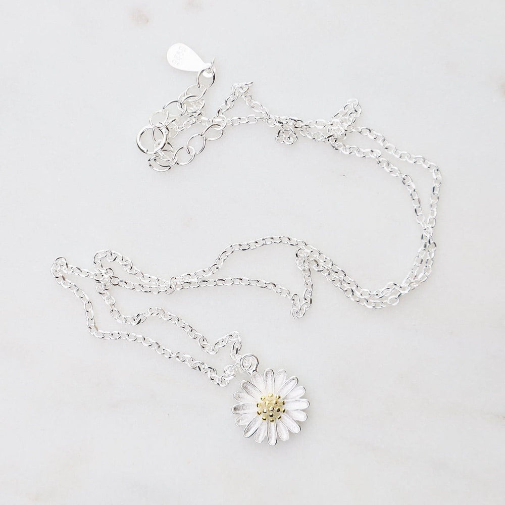 
                  
                    NKL Sterling Silver Daisy with Gold Plated Center Necklace
                  
                