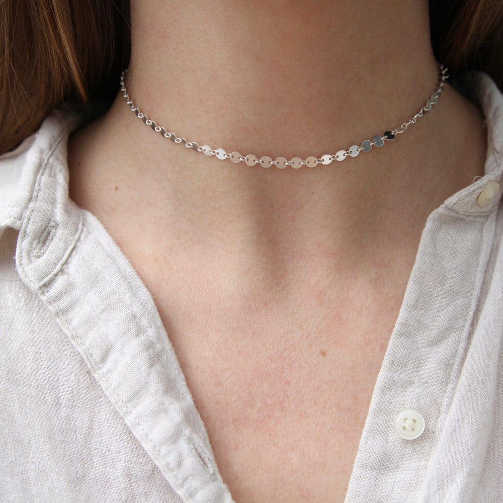 NKL Sterling Silver Disc Choker