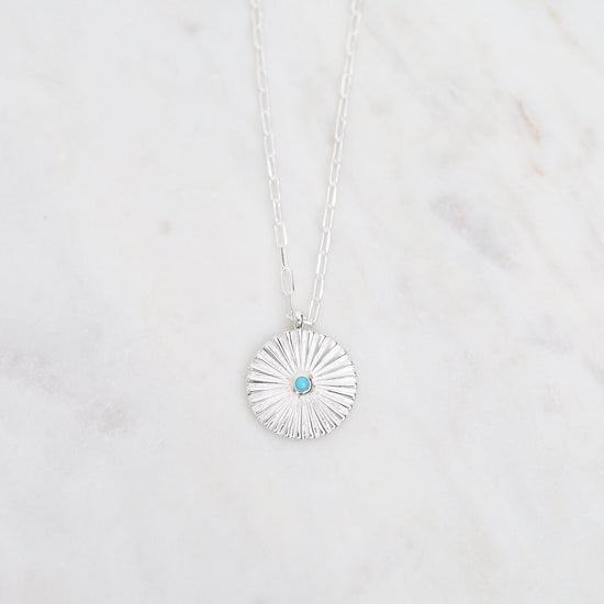 NKL Sterling Silver Disc Pendant with Turquoise