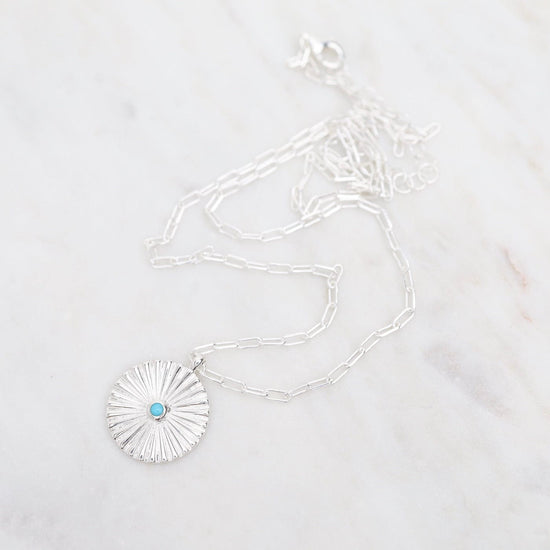 NKL Sterling Silver Disc Pendant with Turquoise