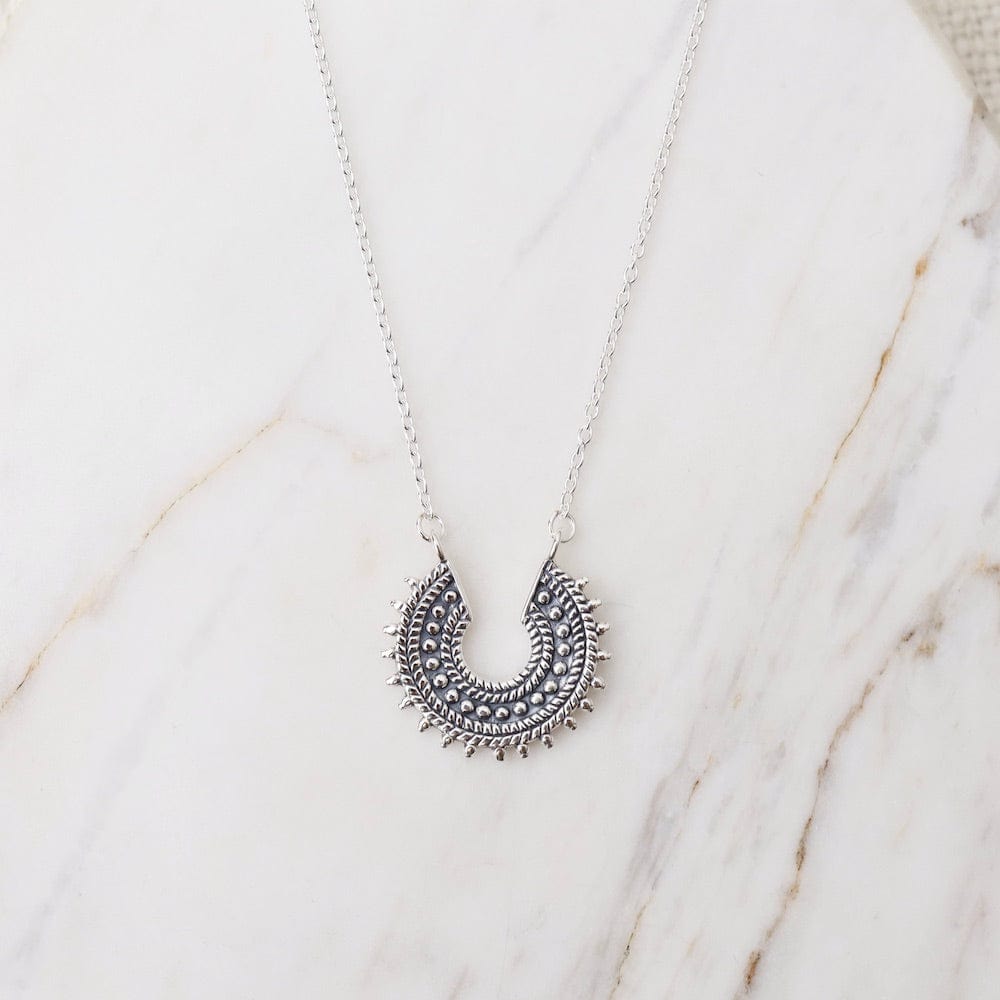 NKL Sterling Silver Dotty Crescent Necklace