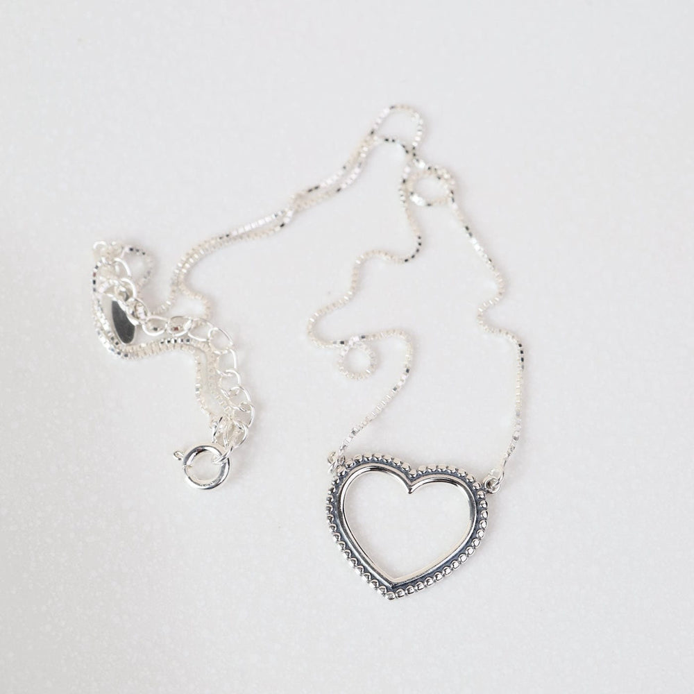 
                  
                    NKL Sterling Silver Dotty Heart on Box Chain Necklace
                  
                