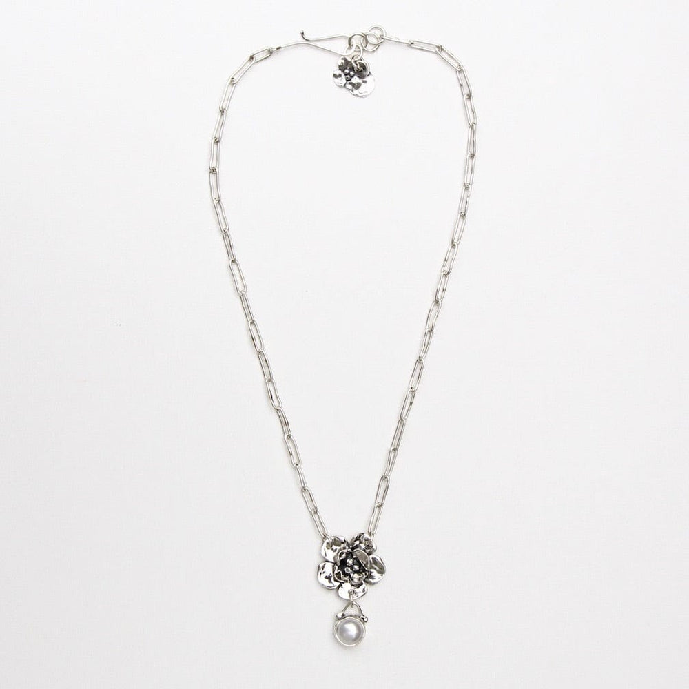 
                      
                        NKL Sterling Silver Double Dogwood Necklace with Pearl Drop
                      
                    